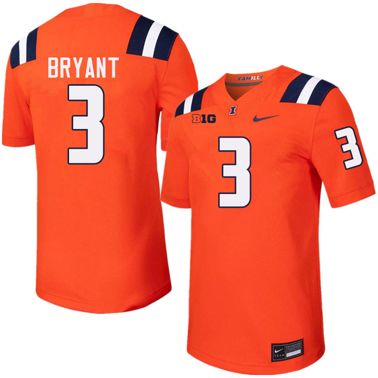 Men #3 Alec Bryant Illinois Fighting Illini College Football Jerseys Stitched-Orange